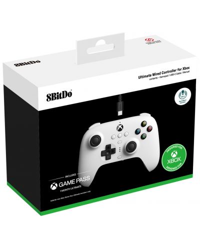 Kontroler 8BitDo - Ultimate Wired, Hall Effect Edition, žičani, bijeli (Xbox One/Xbox Series X/S) - 4