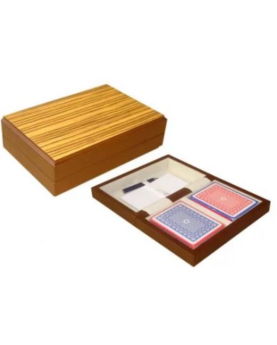 Set Modiano - Drvena kutija s poker kartama, svijetlosmeđa - 1
