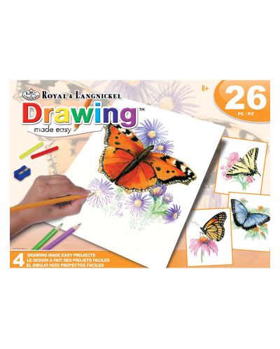 Set za crtanje olovkama u boji Royal - 4 slike, 26 dijelova, narančasti - 1