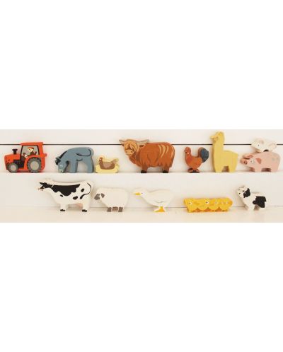Set drvenih figurica Tender Leaf Toys - Domaće životinje u štandu - 3