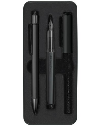 Set kemijske olovke i nalivpera Faber-Castell Hexo - Crni mat - 1