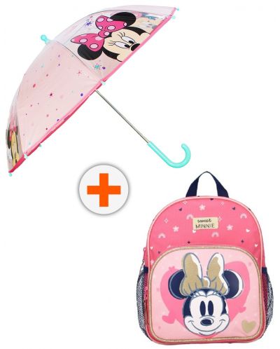 Set za vrtić Vadobag Minnie Mouse - Ruksak s mrežastim džepovima i kišobranom, Little Precious - 1