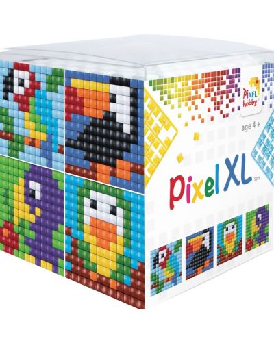 Kreativni set s pikselima Pixelhobby - XL, Kocka, ptice - 1