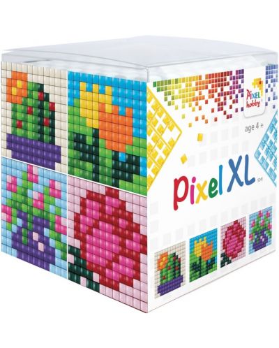 Kreativni set s pikselima Pixelhobby - XL, Kocka, cvijeće - 1