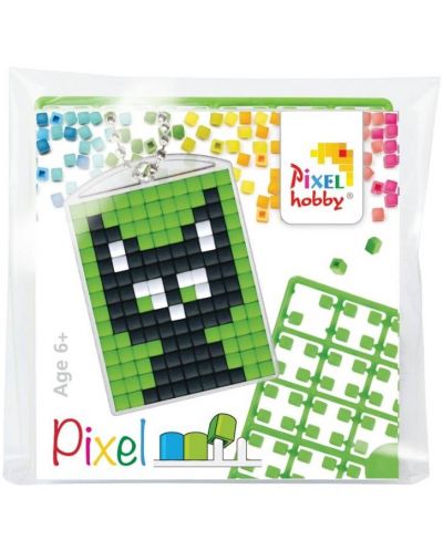 Kreativni set piksela Pixelhobby - Privjesak za ključeve, Crna mačka - 1