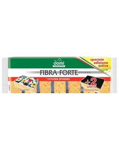 Kuhinjske spužve Domi - Fibra Forte, 5+2 komaad, žute - 1