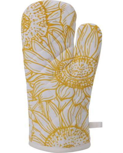 Kuhinjska rukavica s motivom cvijeća H&S - 18 x 32 cm, pamuk, žuta - 1