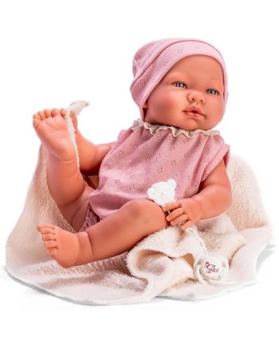 Lutka-beba Asi Dolls - Maria, s ružičastim bodijem i bež dekicom, 43 cm - 1