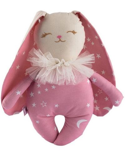 Krpena lutka Asi Dolls - Zečica Olivia, roza sa bijelim zvjezdicama, 34 cm - 1