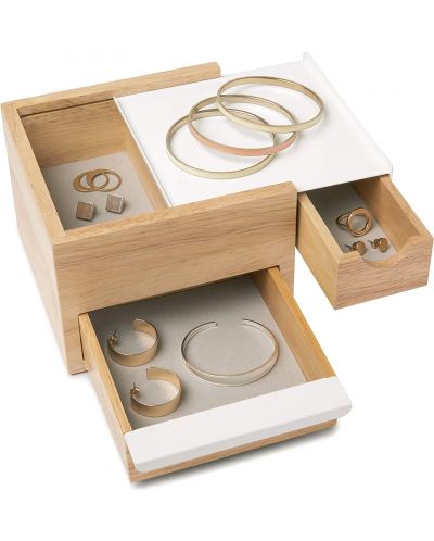 Kutija za nakit i pribor Umbra - Mini Stowit, prirodno drvo - 1