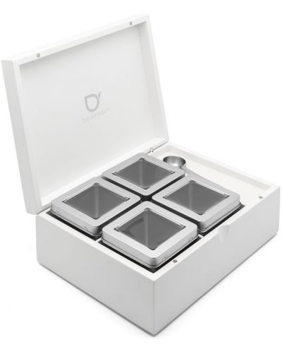 Kutija za čaj sa 4 spremnika i žlicom Bredemeijer - BR 184015, bijela - 2