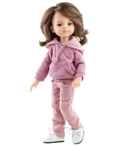 Lutka Paola Reina Amgas - Lu, s ljubičastom bluzom s kapuljačom i hlačama, 32 cm - 1