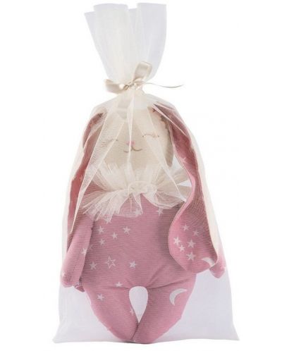 Krpena lutka Asi Dolls - Zečica Olivia, roza sa bijelim zvjezdicama, 34 cm - 2