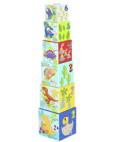 Kula od kartonskih kocki s figurama Tooky Toy - Dinosauri - 2