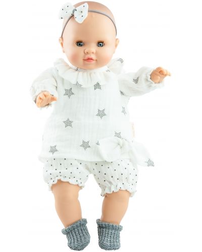 Lutka-beba Paola Reina Manus - Lola, s majicom sa zvijezdama i trakom za kosu, 36 cm - 1