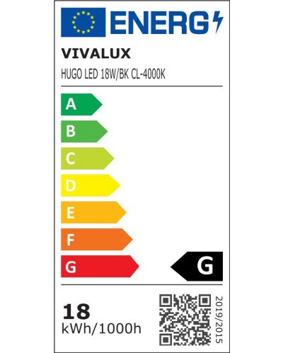 LED četvrtasto rasvjetno tijelo Vivalux - Hugo 4662, 18 W, 17.5 x 17.5 x 3.5 cm, crno - 3