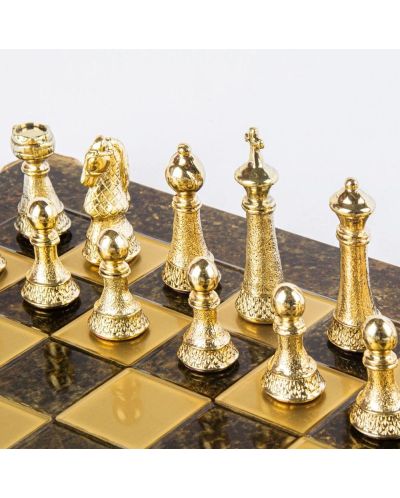 Luksuzni šah Manopoulos - Staunton, smeđi i zlatni, 44 x 44 cm - 5