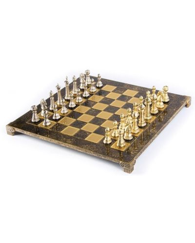 Luksuzni šah Manopoulos - Staunton, smeđi i zlatni, 44 x 44 cm - 1