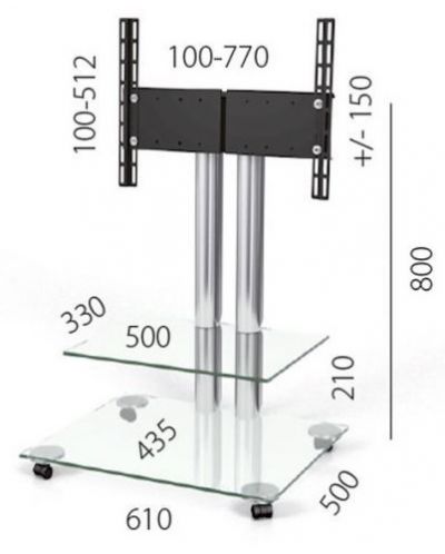Stol za audio i video opremu Spectral - PL 60, crni/srebrnast - 2