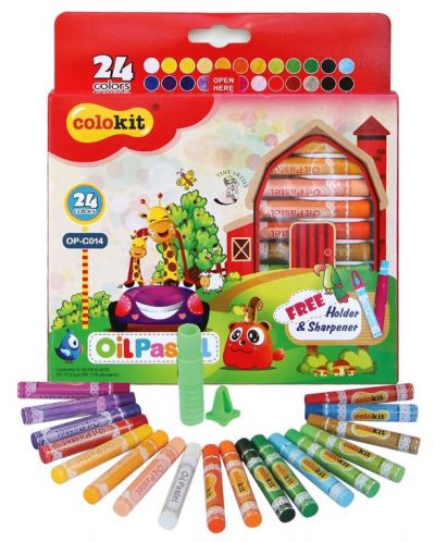 Uljane pastele Colokit - 24 boje, sa šiljilom i držačem - 1