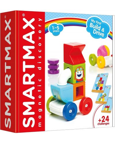 Magnetski konstrukcijski set Smart Games Smartmax - Sastavi i vozi, 8 dijelova - 1