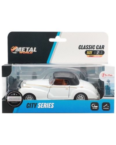 Metalni auto Toi Toys - Classic, kabriolet s krovom, 1:35, bijeli - 2