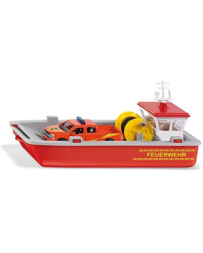 Metalna igračka Siku - Vatrogasni čamac s kamionetom, 1:50 - 1