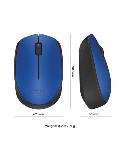 Miš Logitech - M171, optički, bežični, plavi - 9