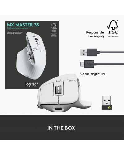 Miš Logitech - MX Master 3S, optički, bežični, Pale Grey - 15