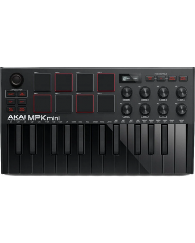 MIDI kontroler-sintisajzer Akai Professional - MPK Mini 3, crni - 1