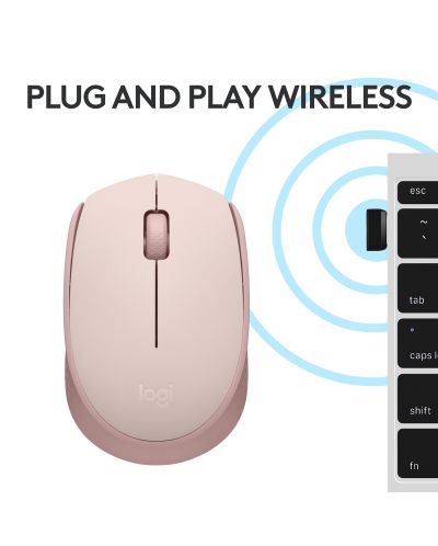 Miš Logitech - M171, optički, bežični, rose - 6