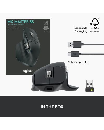 Miš Logitech - MX Master 3S, optički, bežični, Graphite - 13