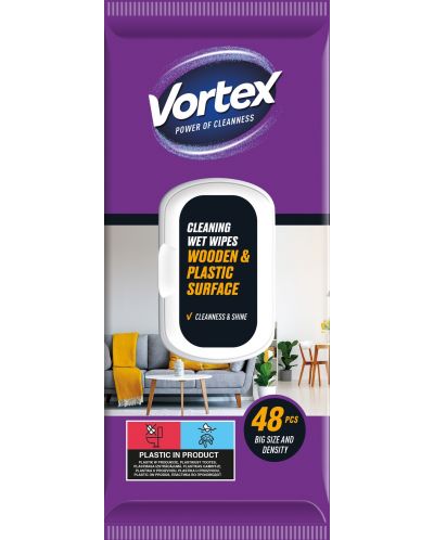 Vlažne maramice za čišćenje plastike i drva Vortex - 48 komada - 1