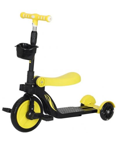 Multifunkcionalni tricikl 3 u 1 Ocie - Bicikl za ravnotežu, romobil i skuter Fire, žuti - 1
