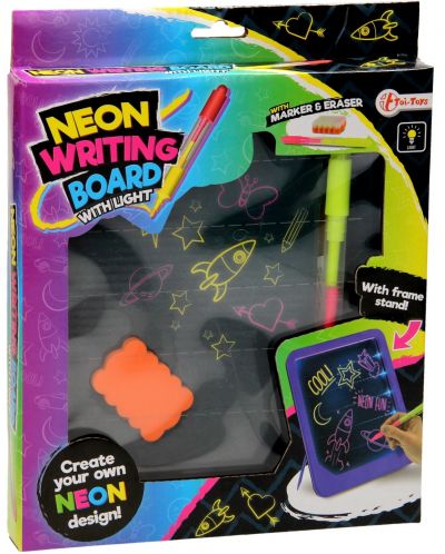 Neonska svjetleća ploča Toi Toys - S markerom i spužvicom - 1