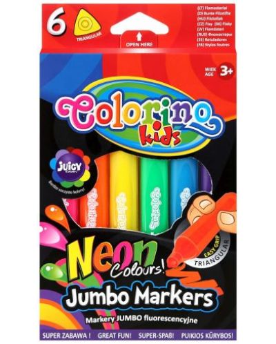 Neonski markeri Colorino Kids - Jumbo, 6 boja - 1