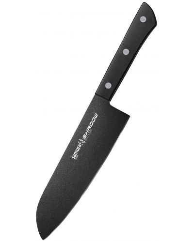 Nož Santoku Samura - Shadow, 17.5 cm, crni neljepljivi premaz - 1