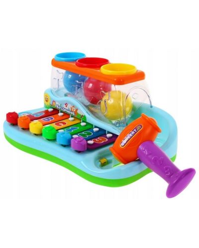Obrazovna igračka Hola Toys - Ksilofon s kuglicama i čekićem - 1
