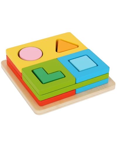 Edukativna igračka Tooky Toy - Drveni sorter, Multi-shape - 1