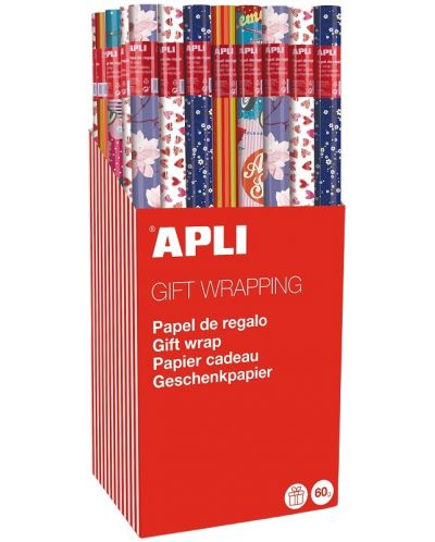 Papir za pakiranje Apli - S bijelim cvjetovima, 2 x 0,70 m, tamnoplava - 1
