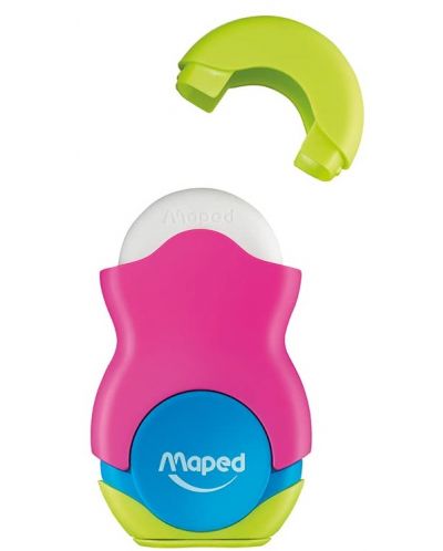 Gumica-šiljilo Maped Loopy - Soft Touch, ružičasta - 3