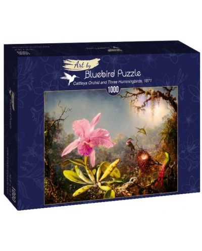 Puzzle Bluebird od 1000 dijelova - Orhideja s dvije ptice - 1