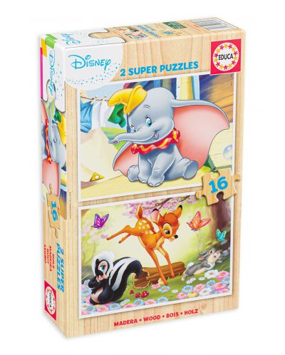 Puzzle Educa od 2 х 16 dijelova - Dumbo i Bambi - 1