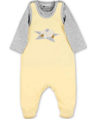 Pamučni kombinezon za bebe s majicom Sterntaler - Žuto pače, 50 cm, 0-2 mjeseca - 1