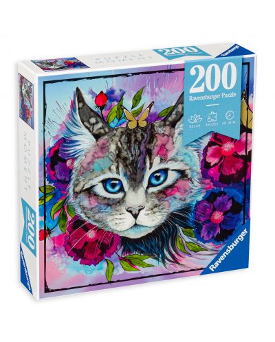 Slagalica Ravensburger od 200 dijelova - Mačka u cvijeću - 1