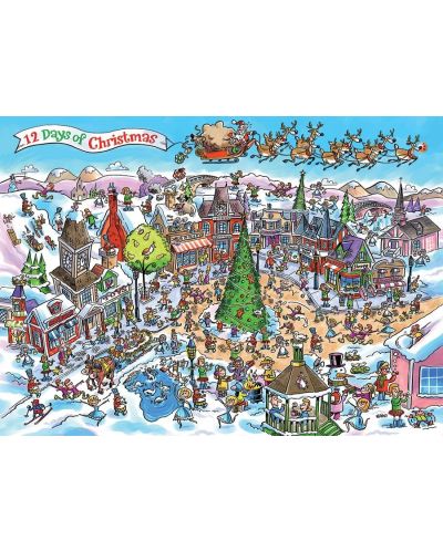 Slagalica Cobble Hill od 1000 dijelova - DoodleTown: 12 Božićni dani - 2