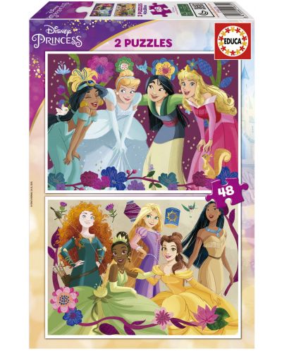 Slagalica Educa od 2 x 48 dijelova - Disney princeze - 1