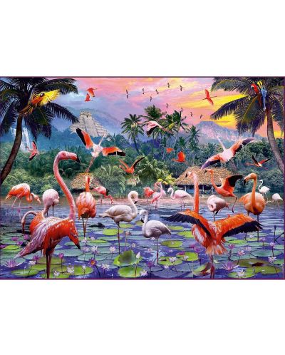 Slagalica Ravensburger od 1000 dijelova - Pink flamingos - 2