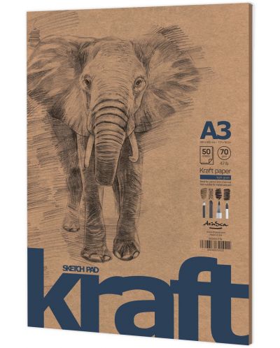 Blok za skiciranje Drasca Elephant - kraft, 50 listova, A3 - 1