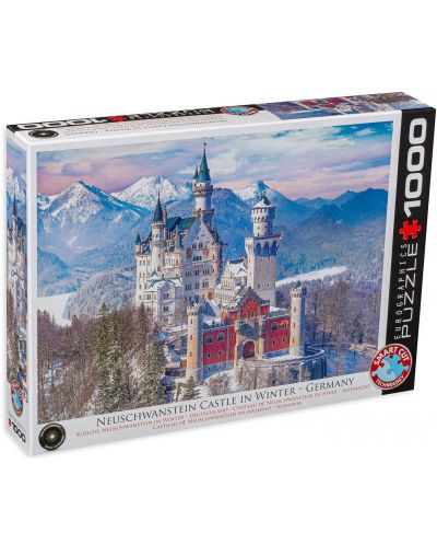 Slagalica  Eurographics od 1000  dijelova- Dvorac Neuschwanstein zimi - 1